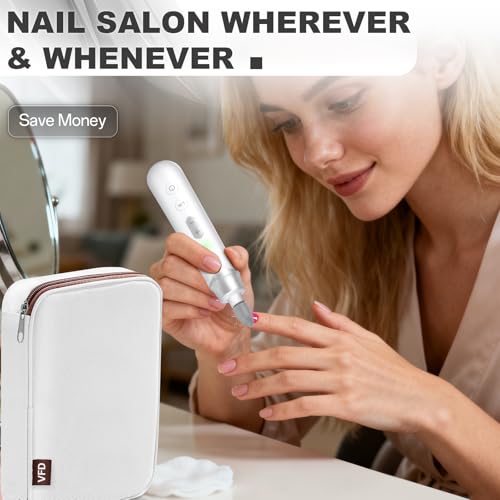 Electric Nail File Drill 2000 mAh Cordless Rechargeable Nail Filer LED Lamp - color: Silver