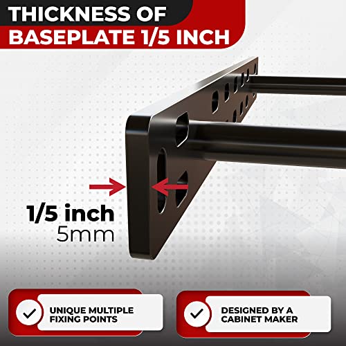 Set of 2 Floating Shelf Brackets 11 inch Multiple Mounting Location Baseplate/Heavy Duty Black Painted Mild Steel Bracket Hidden Wall Shelves Support Hardware Mount Kitchen/Nursery Decor (6 inch Rods) - size: 6 inch Rod