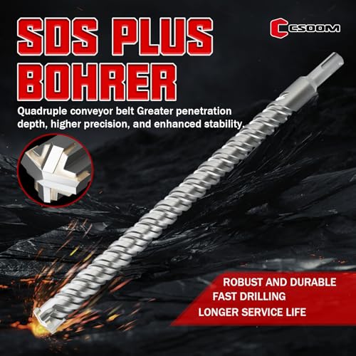 CSOOM SDS Plus Rotary Hammer Drill Bit 3/4"x18.11", Professional Concrete Drill Bit for Concrete, Brick, Stone and Cement Walls - size: 3/4"x18.11"