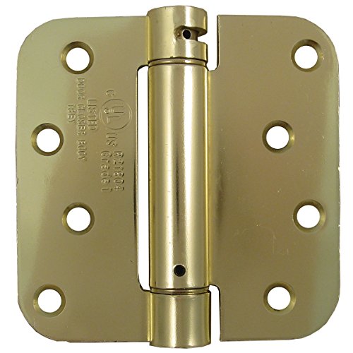 Hinge Outlet Spring Hinges, 4 Inch with 5/8 Inch Radius in Bright Brass, Self Closing, Door Closing Hinges, Adjustable, 4 Pack - color: Bright Brass, size: 4" x 4" with 5/8" radius (Pack of 4)