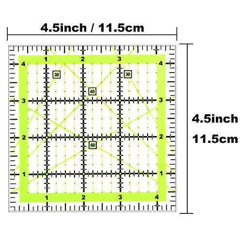 UOOU 4.5 inch Quilting Ruler, Square Quilting Square Sewing Ruler - color: Green-Small