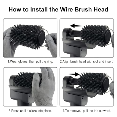 Replacement Brush Heads for Electric Grill Brush, 3-in-1 BBQ Brush Replacement Kit, Includes Stainless Steel Wire Brush Head, Polishing Pad ＆ Scouring Pad, Compatible with Model LZ-8054A 7 Pack - color: Silver