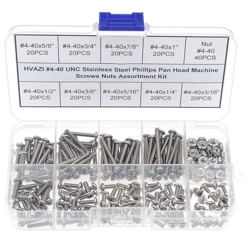 #4-40 UNC 304 Stainless Steel Phillips Pan Head Screw & Hex Nut Kit - size: #4-40UNC