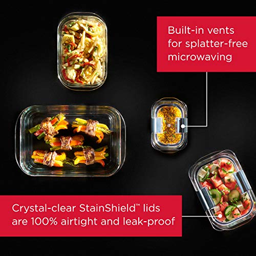 Rubbermaid Brilliance Glass Storage 4.7-Cup Food Containers with Lids Set of 3 Clear - size: 4.7 cups (6-Piece)