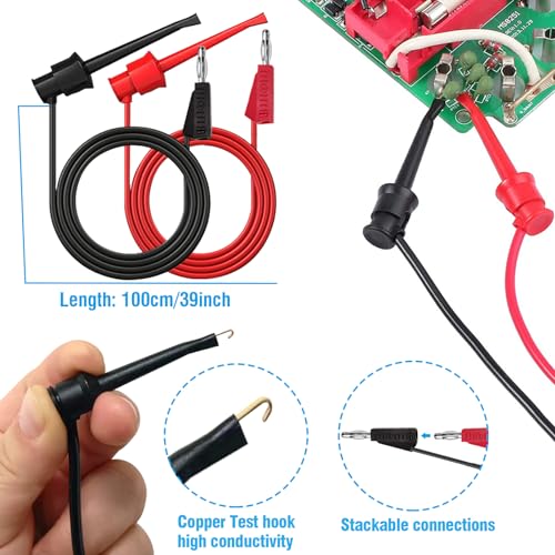 Electrical Multimeter Test Leads Set with Alligator Clips Crocodile Alligator Clips Electrical Test Hook Test Probes Lead Professional Kit for Electric Circuit Connection, DIY School Experiments - color: Test Kit-4