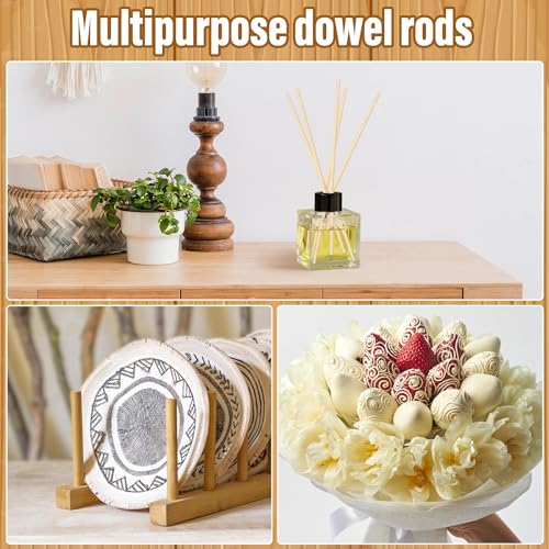 200Pcs Wooden Dowel Rods,1/4 x 12 Inch Precut Wooden Rod Sticks - size: 1/4" x 12"