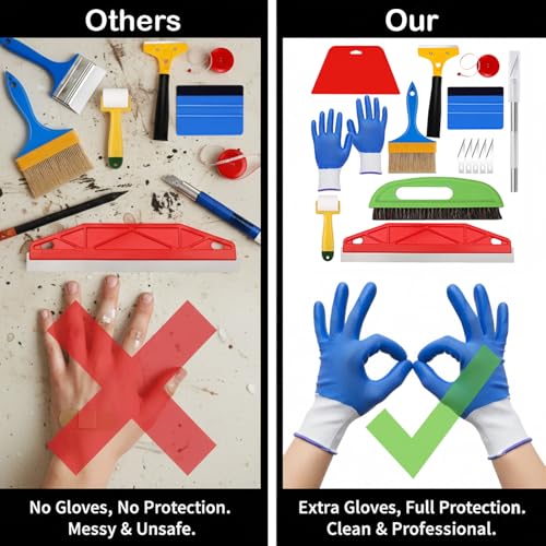 Wallpaper Smoothing Tools,Wallpaper Tool Kit with Squeegee Smoother,Seam Roller，Detail Scraper,Brush for Vinyl Application,Peel and Stick Hanging,Wall Tile,Contact Paper