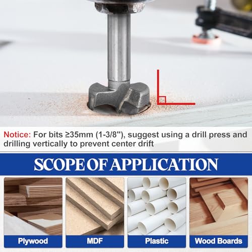 2pcs 25mm(1") Forstner Drill Bit Carbide Tipped 2 Flute - size: 25mm(1")