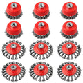 12 Pack Wire Brushes - 4 Inch Angle Grinder Wire Wheel, 5/8 Inch Threaded Arbor, 0.02 Inch Carbon Steel - style: 12 Pack Wire Wheel Cup