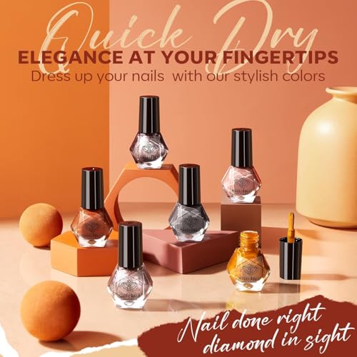 modelones Nail Polish Set, 6 Colors Nude Brown Maroon Nail Lacquer Kit - color: C2 Orange Brown