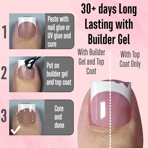 NOVO OVO French Tip Toe Nail Tips Press on, Sharp Square Pre-Designed Soft Gel False Toenail Extension, BROWN PINK Pre-applied Tip Primer & Base Coat, Full Cover Acrylic for DIY x 15 Sizes 240 pcs - color: Sharp Square French Tip Brown Pink