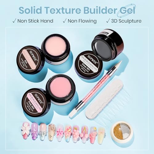 Sculpting Gel for 3D Nail Art Gel Non Stick Hand Solid Builder Gels | Hard Gel for Extension Carving Sculpting Beauty Nail Charms for Beginner and Salon DIY - color: Clear&Pink&Nude