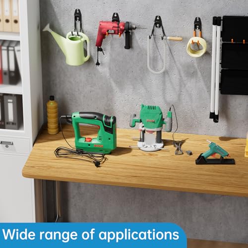 GeeWatom 2 Pack Garage Storage Utility Hooks，Garage Garden Tool Organizer，Steel Wall Mount Hooks, Garden Small U Hooks (Matte Black) - color: Matte Black