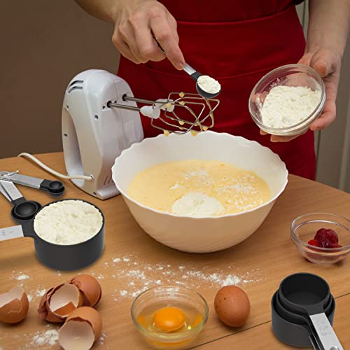 Measuring Cups & Spoons Set, Stackable Cups and Spoons - color: Black