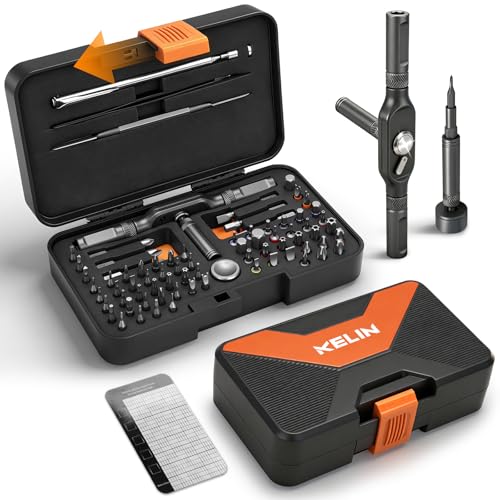 KELIN 78 IN 1 Magnetic Ratchet Screwdriver Set with Detachable T Handle - color: Black, size: 78 PCS