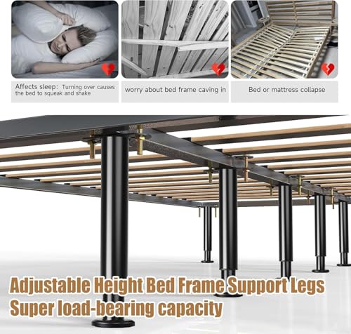 4 Pcs Adjustable Bed Frame Center Support Legs, Heavy Duty Cold Rolled Steel Bed Slat Support Legs With Wider Base, Bed Frame Leg Replacement, Furniture Support Reinforcement Kit, Height 13.8"-23.6" - size: 13.8'' - 23.6'' 4Pcs