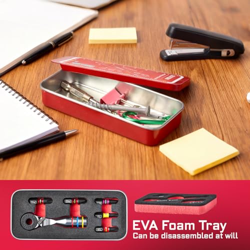 GEINXURN Mini Ratchet Wrench Set, 72 Teeth 1/4" Ratchet Wrench for Tight Spaces with Screwdriver Bit (PH2, SQ2, T20, T25) Stored in a Push-Pull Tin Case, Ideal for Repair and DIY Projects - size: 06