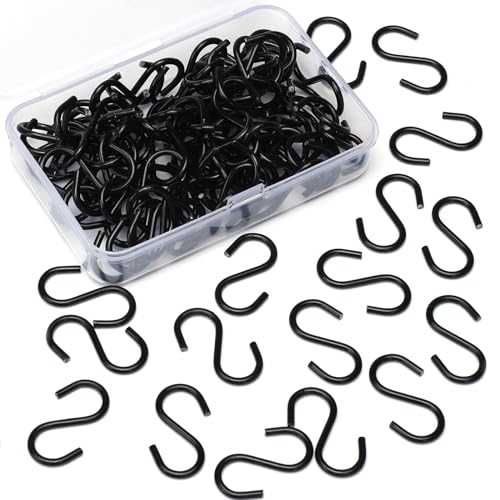 Senkary 100 Pieces 1 Inch Mini S Hooks Small S Hooks Stainless Steel S Shaped Hooks for Ornaments, Jewelry and Hanging (Black) - color: Black, size: 1 Inch