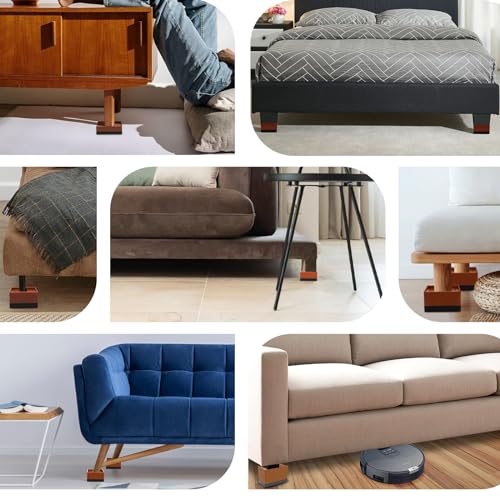 ANNKUT Furniture Risers 1.5 inch, Rectangle Adjustable Risers Blocks for Bed Sofa Table and Couch Lifting，Heavy Duty Support Up to 1,300 Lbs (4 Pack-Brown) - color: 1.5 Inch-brown(rectangle)