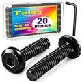 Taiss 20pcs M6 x 45mm Flat Head Socket Head Screw Furniture Bolts,Furniture Screws Stainless Steel 18-8(304),M6 Bolts Black Zinc Plated Fully Threaded,Countersunk Connector M6 Screws with Hex Spanner - size: 20PCS M6x45mm