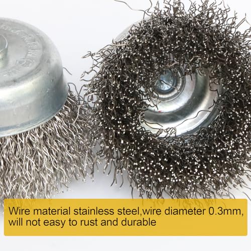 10PCS Stainless Steel Wire Wheel Brush Set,Cup Wire Brush for Drill with 1/4 Inch Shank, Wire Brushes for Cleaning Rust Removal, Corrosion & Scrub Surfaces