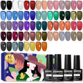JODSONE Jelly Gel Nail Polish Kit 32 Classic Colors Crystal Transparent High Shine Base & Top Matte Glitter Coat - color: B28