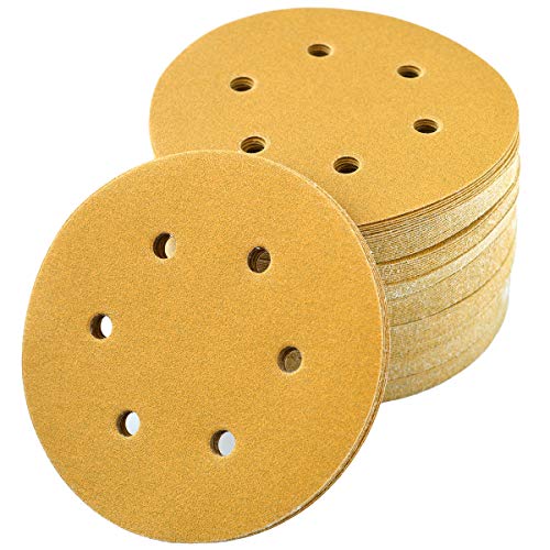 6-Inch 6-Hole Hook and Loop Gold Sanding Discs 150-Grit, 100-Pack - style: 150 Grit