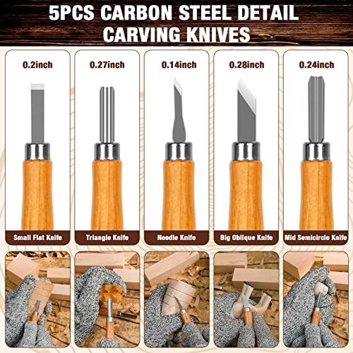Wood Carving Kit, 23pcs Wood Carving Tools with 4 Wood Carving Knives 5 Detail Knives 9 Blocks, Whittling Kit DIY Hobbies for Adults