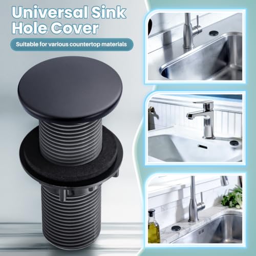 Kitchen Sink Hole Cover, Black Finish Faucet Hole Cover - color: Black