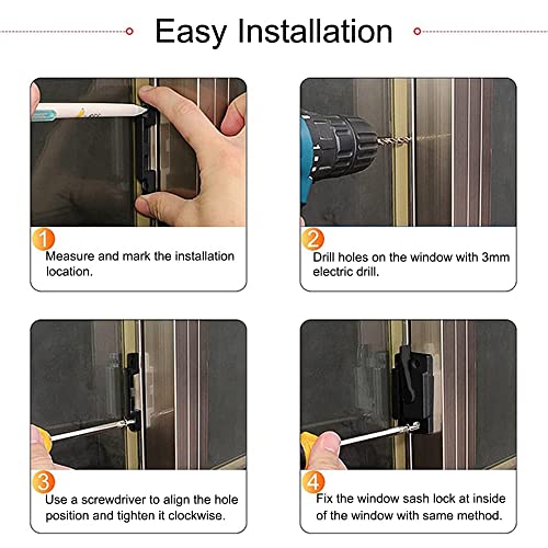 Window Sash Locks for Vertical Horizontal Sliding Window Double Hung Window - color: 10Pcs Black