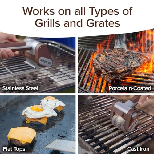 Horsepower Giddy Up Gold Bristle-Free Spinning Grill Brush, Cordless - style: Extra Battery Life