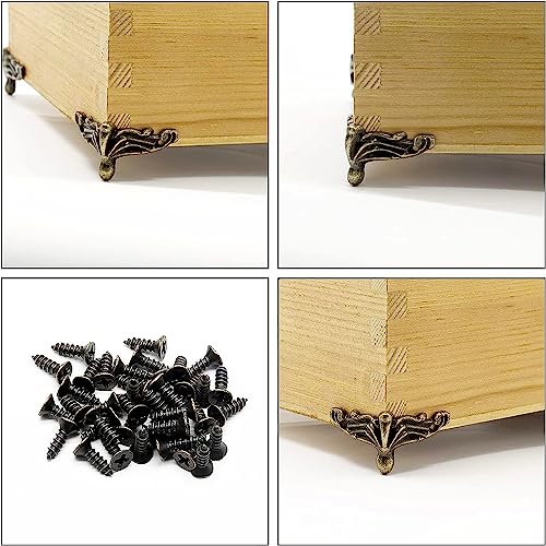 24 PCS Antique Brass Box Legs Feet for Wood Jewelry Trinkets Storage Chest - color: Bronze(24 Pack）