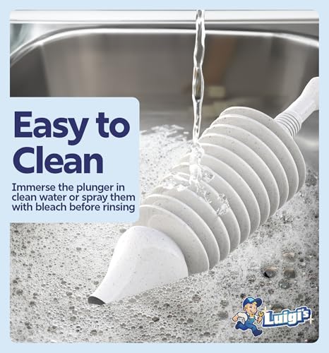 Luigi's Toilet Plunger - Unclogger Plungers for Bathroom - Heavy Duty Clog Remover with Effective Unblocker Bellows Design - Remover Tool to Unblock Toilet Blockage - Grey - size: Grey Toilet Plunger