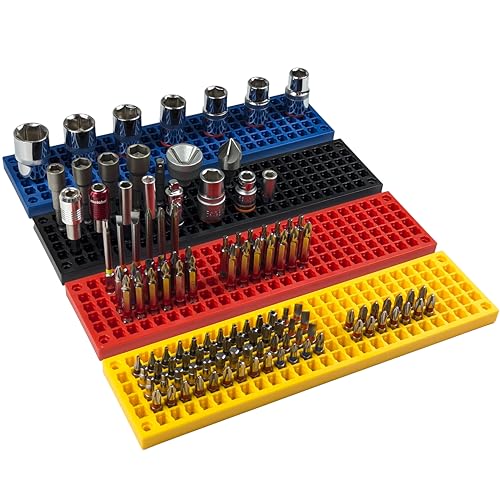 Free Zone 4 PCS Bit Organizer Set, 632-Hole 1/4" Hex Bit Toolbox Storage - color: 4 Color