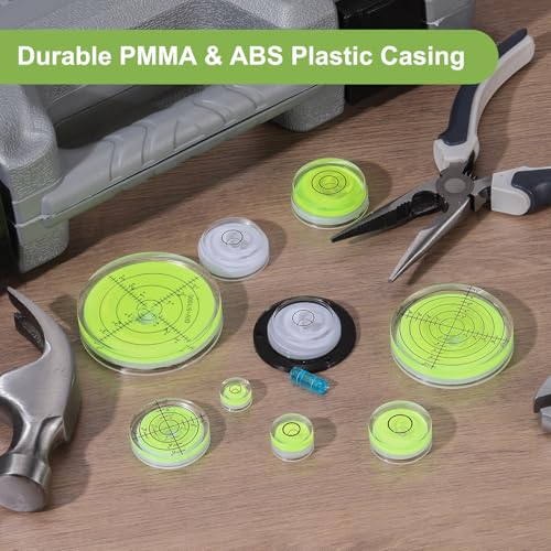 PATIKIL 5pcs Round Bubble Level 12x7mm Mini Circular Bullseye Spirit Levels Measuring Layout Tools for Leveling Camera Tripod Telescope Workshop Turntable Pictures Frame, Green