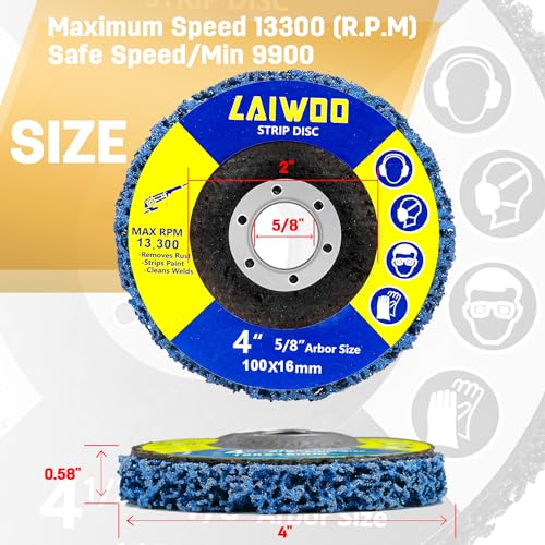 10 Pack Strip Disc Wheels Angle Grinder Paint Removal 4" x 5/8" Purple Blue - style: 4'' x 5/8''-Purple+Blue