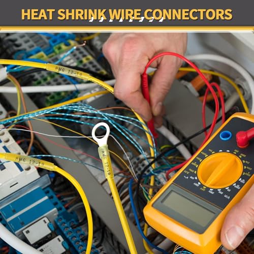 540PCS Marine Grade Heat Shrink Wire Connectors of Tinned Red Copper | Electrical Connectors Kit, AWG 22-10 Waterproof Crimp Connectors Terminals Insulated Ring Fork Spade Butt Splices