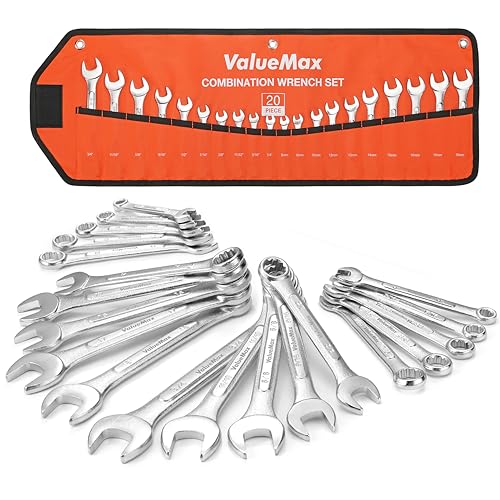 ValueMax 20PCS Mechanics Wrench Set Metric and Standard with Roll Up Pouch