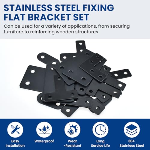 22 Pack Stainless Steel Fixing Flat Bracket Set