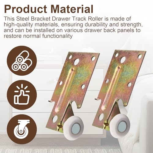 for Prime-Line R 7132 Steel Bracket Drawer Track Roller with Plastic Roller -2 Pack