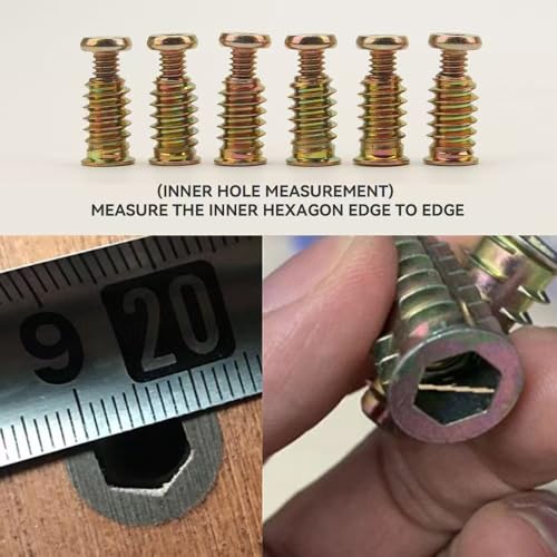 28pcs 1/4-20 x 3/4" Furniture Screw Nut Threaded Wood Insert, 28pcs 1/4-20 x 19/32" Wood Inserts Bolt Fastener Connector Hex Socket Drive Screw-in Nuts with Hex Spanner - size: 28pcs