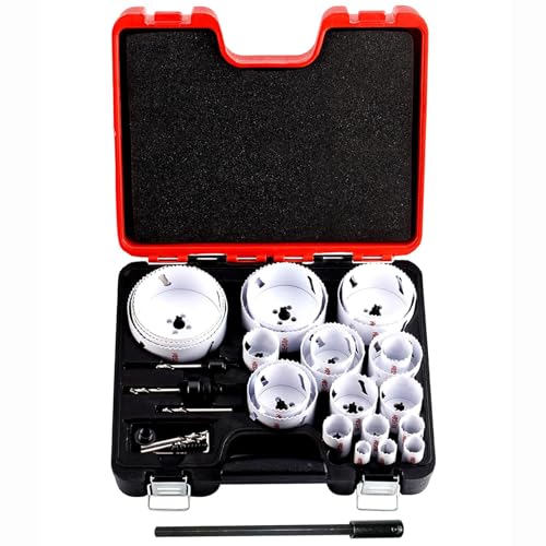 Bi Metal Hole Saw Kit, 30-Pieces All Purpose Combination Hole Saw Set Including 10" Extension, Sizes Range: 3/4" to 4-3/4", Increased Cutting Depth to 2", Ideal for Wood, Metal, PVC, Aluminum