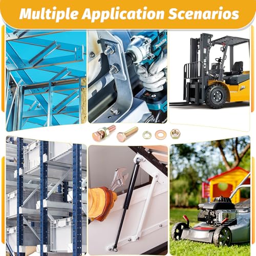 Kadrick 820Pcs Grade 8.8 Metric Bolt Assortment, M6 M8 M10 Hex Heavy Duty Bolts and Nuts Kit,M6 x1.0 M8 x1.25 M10-1.5 (12mm to 45mm),Yellow Zinc Plated - size: 820Pcs M6-M10 HEX Yellow