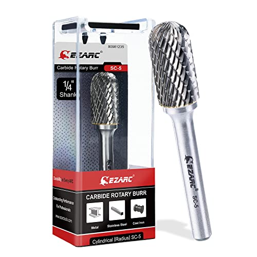 EZARC Tungsten Carbide Rotary Burr Bit, SC-5 Double Cut, 1/4-Inch Shank - style: SC-5