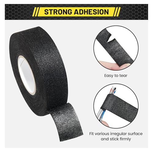 Oyviny 8 Rolls Automotive Wire Harness Cloth Tape 1 Inch x 50 Feet High Temp Self-Adhesive Noise Dampening Electrical Cloth Tape for Car Engine Wire Wrapping Protection Insulation