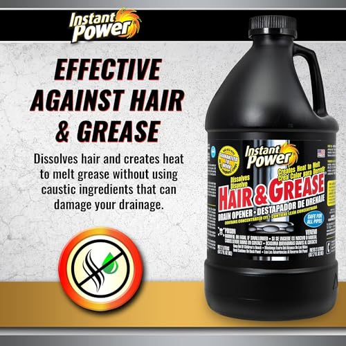 Instant Power Hair and Grease Drain Opener and Clog Remover 2 Liters (67.7 Fl Oz), Black - size: 67.7 Fl Oz (Pack of 1)