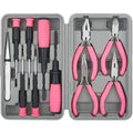 Hi-Spec 11pc Pink Womans Compact Crafts & Home DIY Repair Hand Tool Kit Set with Pliers, Cutters and Precision Screwdrivers for Ladies - size: 11pc