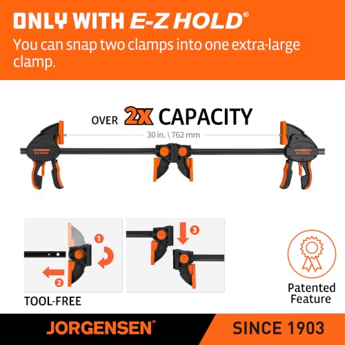 JORGENSEN E-Z Hold 2-Pack 12" 800LBS Heavy Duty Woodworking Bar Clamps - size: 12 inch