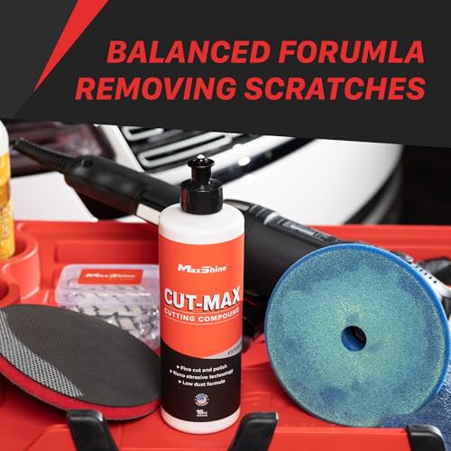 Maxshine Professional Mini Cordless Polisher (M0312 V2 BK) Kit -Portable, Lightweight (1.93 lbs), 6-Speed DA/Rotary Polisher for Auto Detailing, Scratch & Swirl Repair, Paint Protection, Gloss & Shine