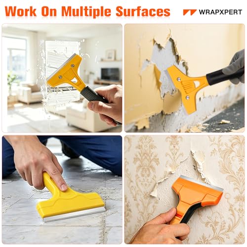 WRAPXPERT Scraper Blade 4 inch 100pcs Replacement Razor Blades for Cleaning Glass Wall Windows Stove